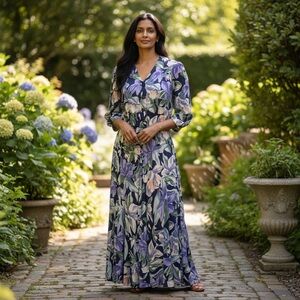 Vintage E. D. Michaels Women's Dress Size 5/6‎ Floral Shoulder Pads Stretchy